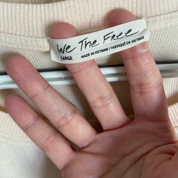 WE THE FREE by Free People Feelin' It Top Peach Mixed Fabric size Large READ - Picture 7 of 14
